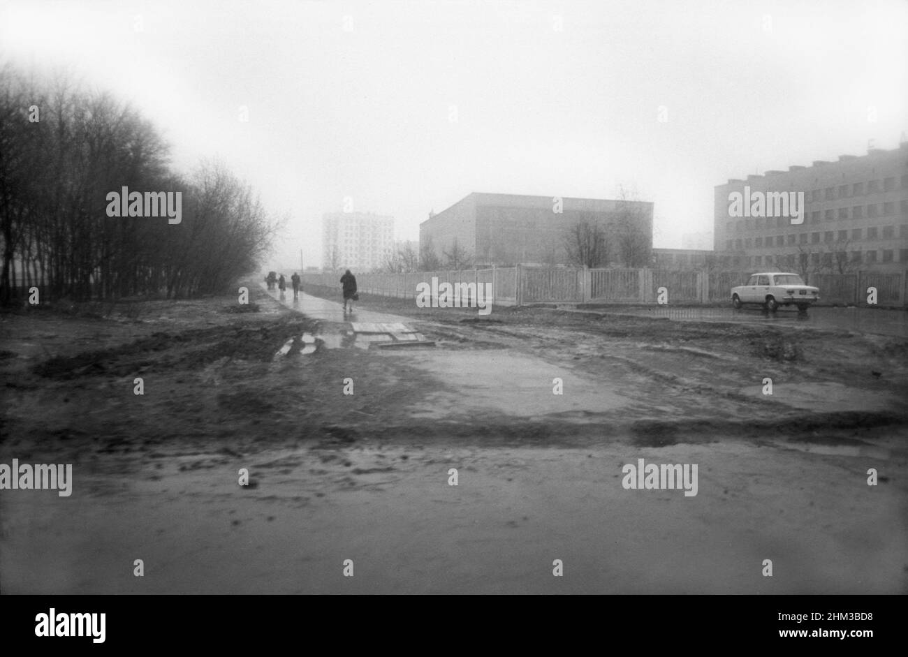 Eine Straße am Stadtrand von Moskau, Moskau, Russland, UdSSR, April 1976 Stockfoto