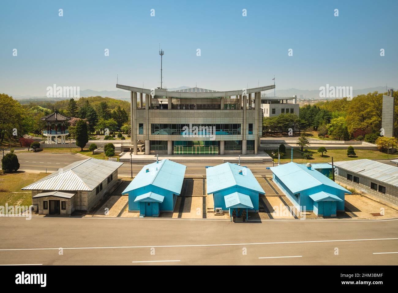 1. Mai 2019: Konferenzreihe im Gemeinsamen Sicherheitsraum. Es ist Teil der demilitarisierten Zone Koreas, einem Streifen Land, der über die koreanische Halbinsel führt Stockfoto