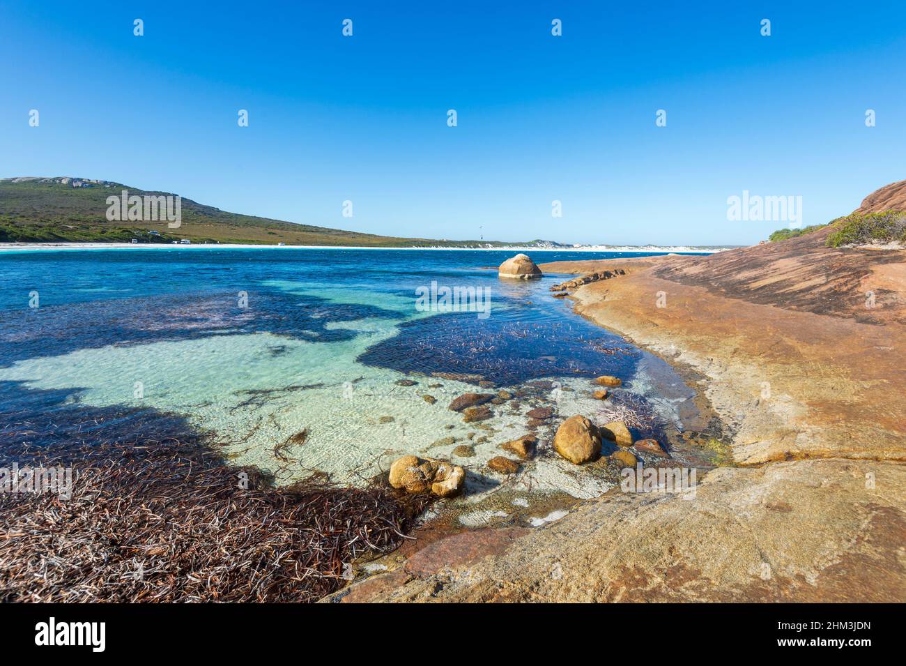 Details der malerischen Felsküste an der berühmten Hellfire Bay, Cape Le Grand, in der Nähe von Esperance, Western Australia, WA, Australien Stockfoto