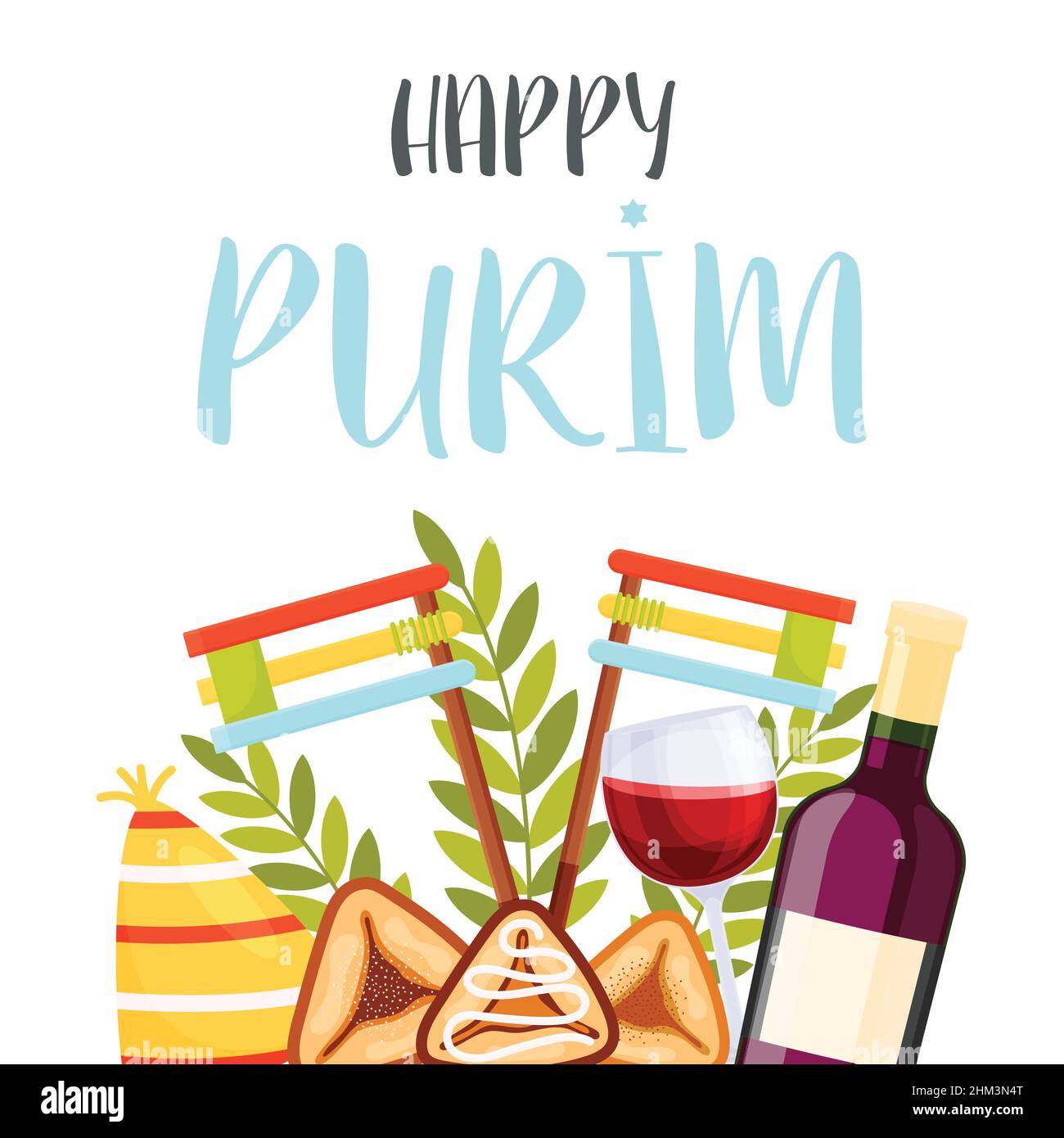 Grußkarte zum Happy Purim Day. Vektorgrafik Stock Vektor