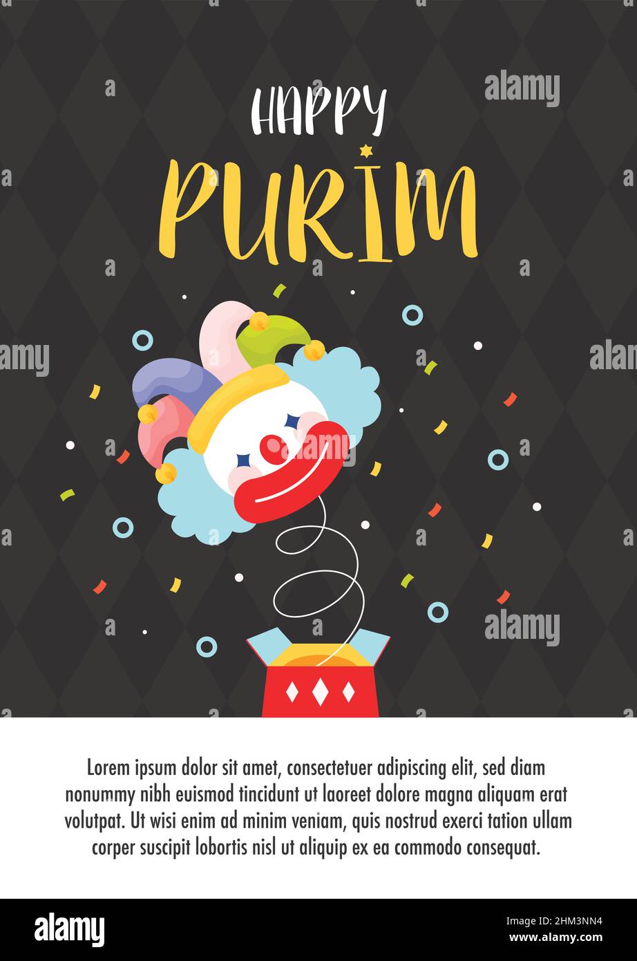 Grußkarte zum Happy Purim Day. Vektorgrafik Stock Vektor