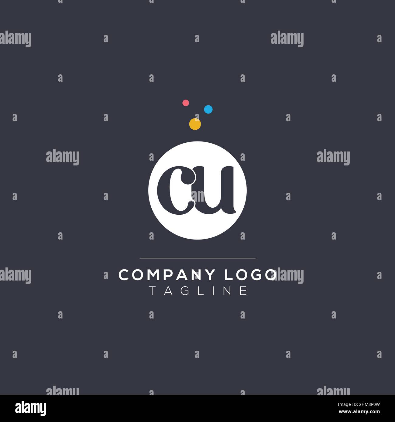 CU Initial Letter Design Vector mit Bubble Dots. Vektor-Schriftzug Illustration eines bunten Alphabets mit Blasen. Stock Vektor