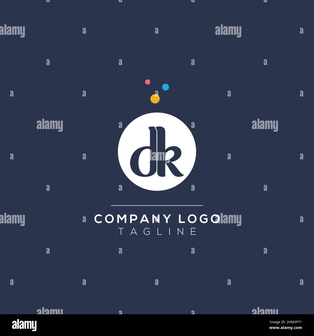 DK Initial Letter Design Vector mit Bubble Dots. Vektor-Schriftzug Illustration eines bunten Alphabets mit Blasen. Stock Vektor