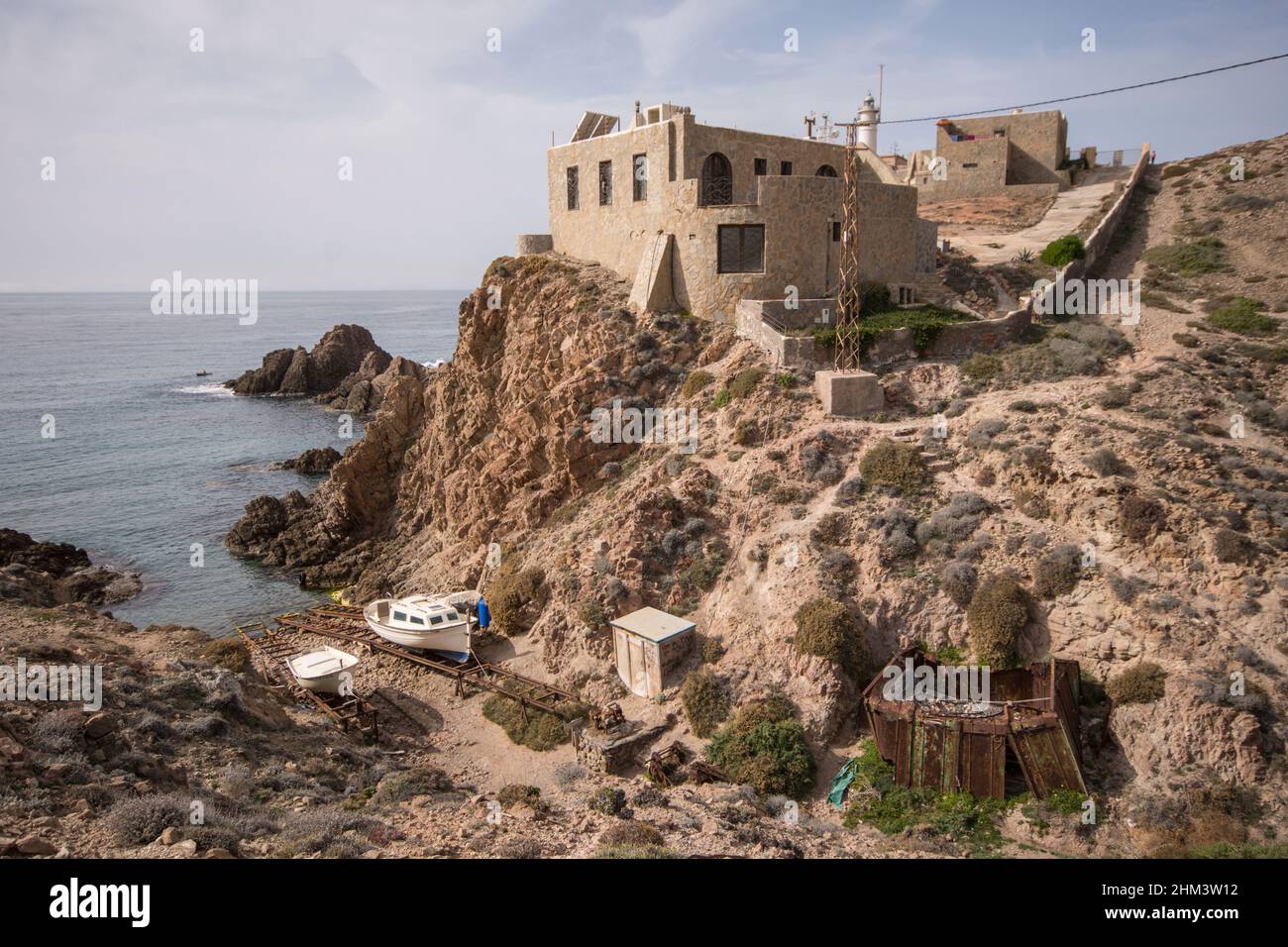 Privathaus, Cabo de Gata, Spanien, Arrecife de las sirenas in Cabo de gata, Almeria, Andalusien, Spanien. Stockfoto