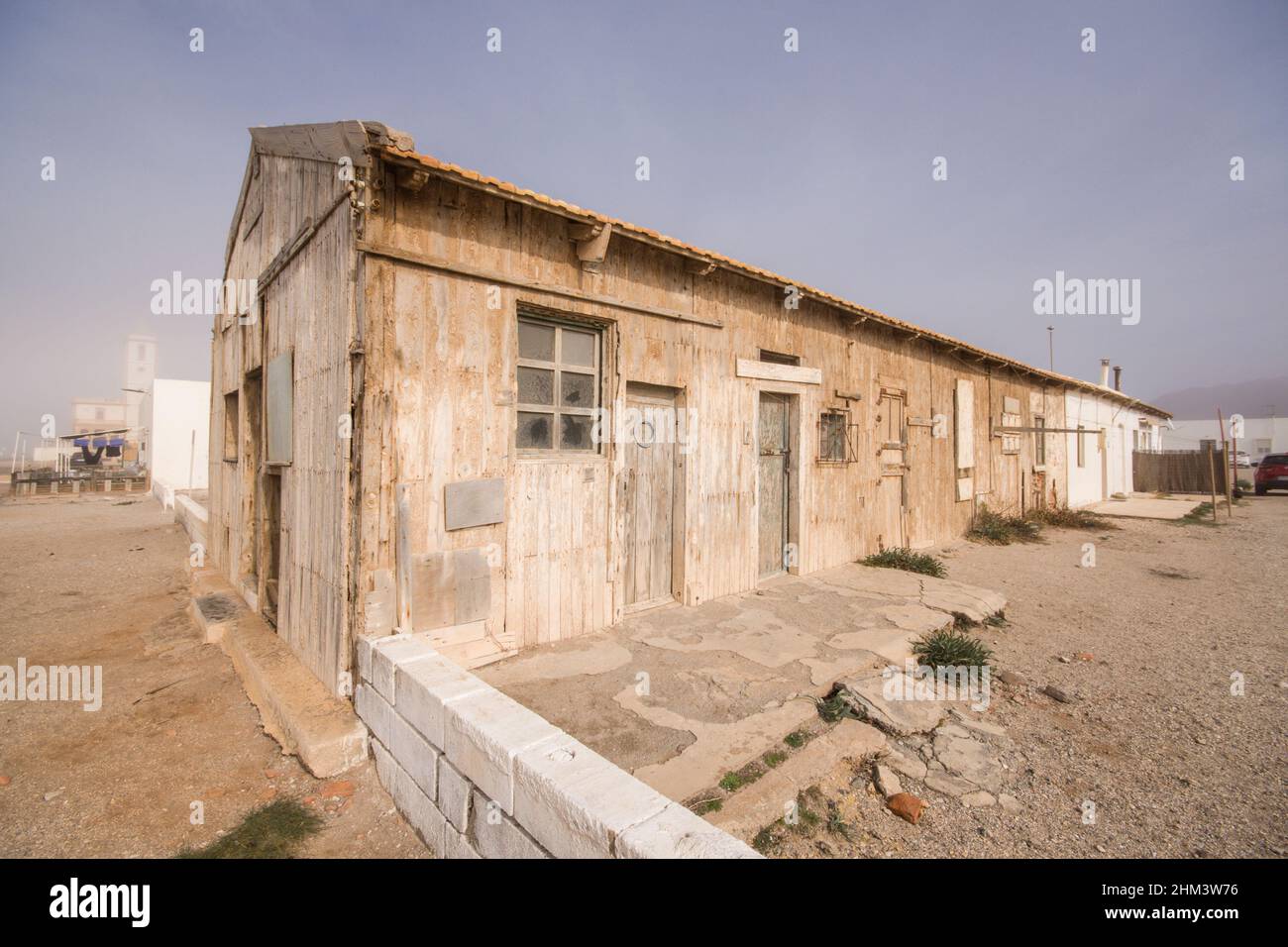 Cabo de Gata, Spanien. Altes Holzhaus in den salinas von Cabo de gata, Almeria, Spanien. Stockfoto