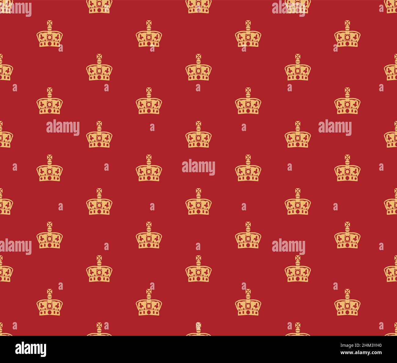 Royal goldene Krone auf rotem Hintergrund Vektor nahtloses Muster Stock Vektor