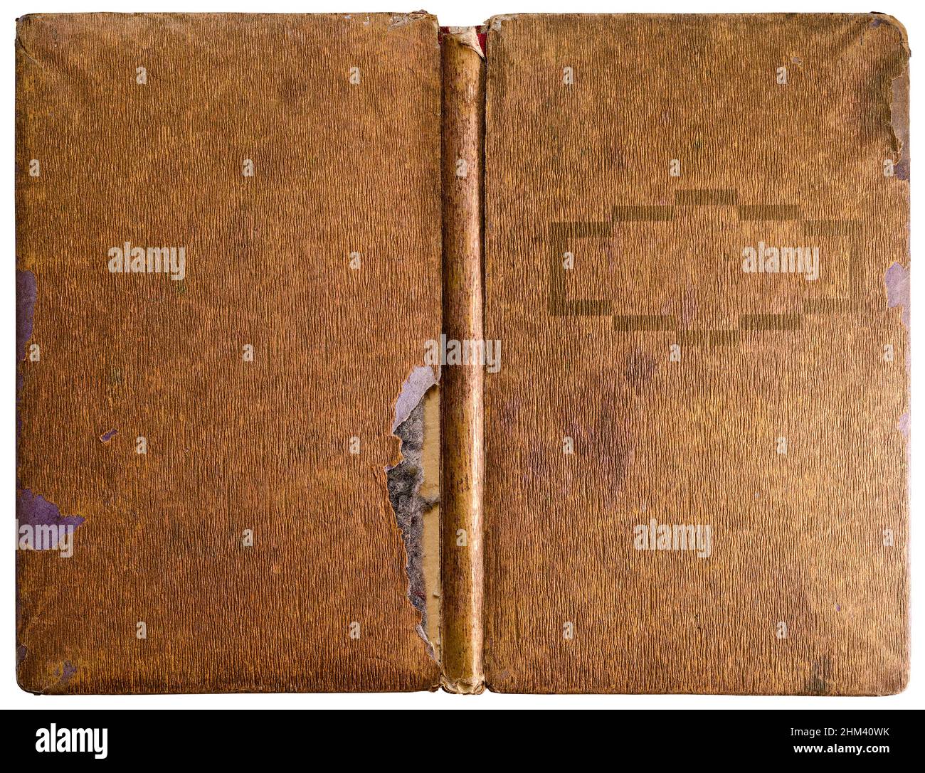 Altes Fotobuch - Vintage-Cover mit gekräuseltem Papier - isoliert auf Weiß Stockfoto
