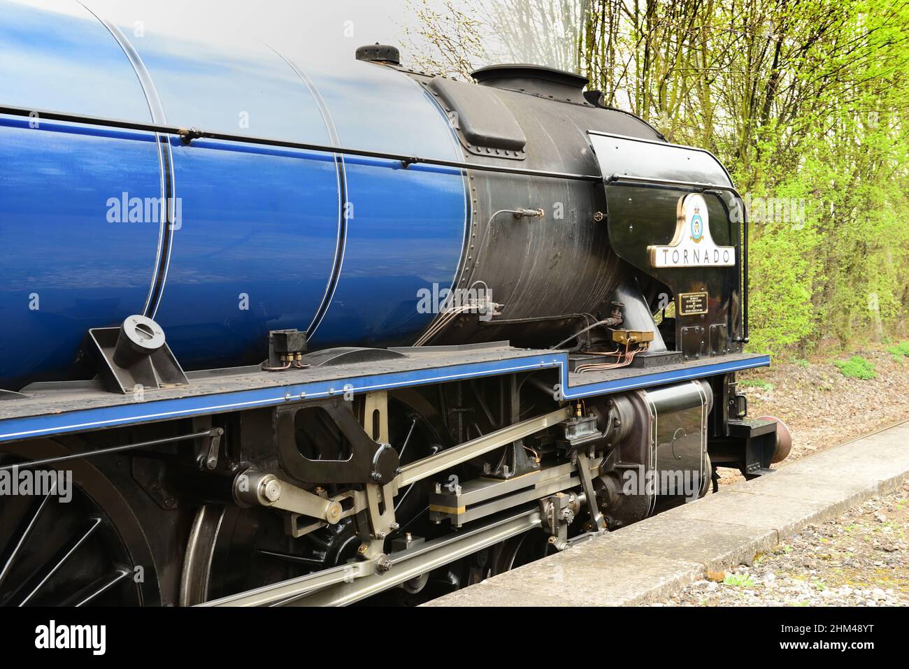Class A1 Pacific No 60163 Tornado bei der Veranstaltung „Once in a blue moon“ im Didcot Railway Center, Heimat der Great Western Society, 5th. April 2014. Stockfoto