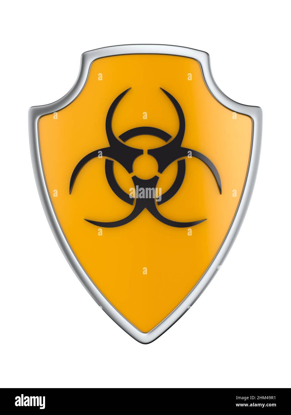 Schild mit Symbol Biohazard auf weißem Hintergrund. Isolierte 3D-Abbildung Stockfoto