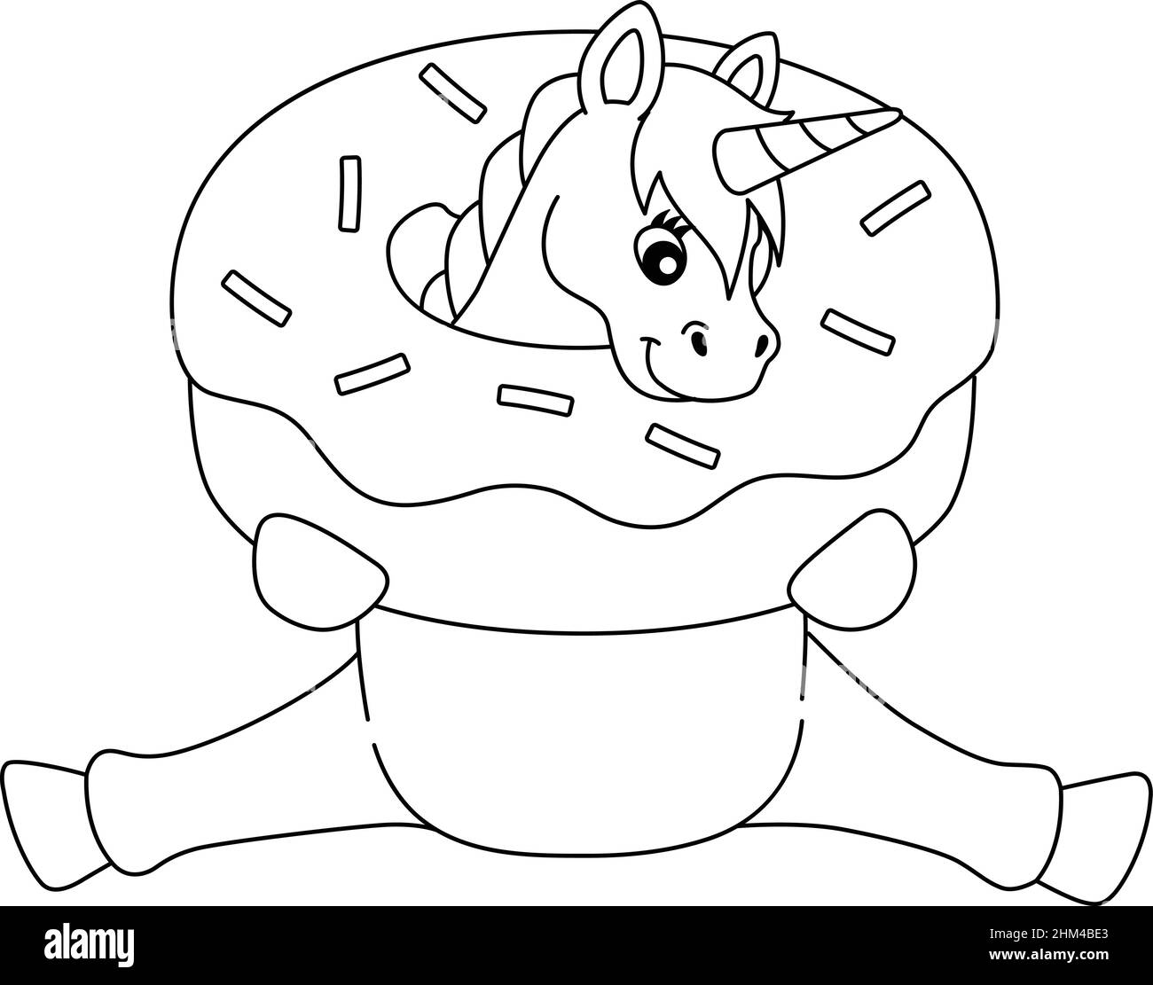 Sitzende Einhorn in Einem Donut isoliert stecken Stock Vektor