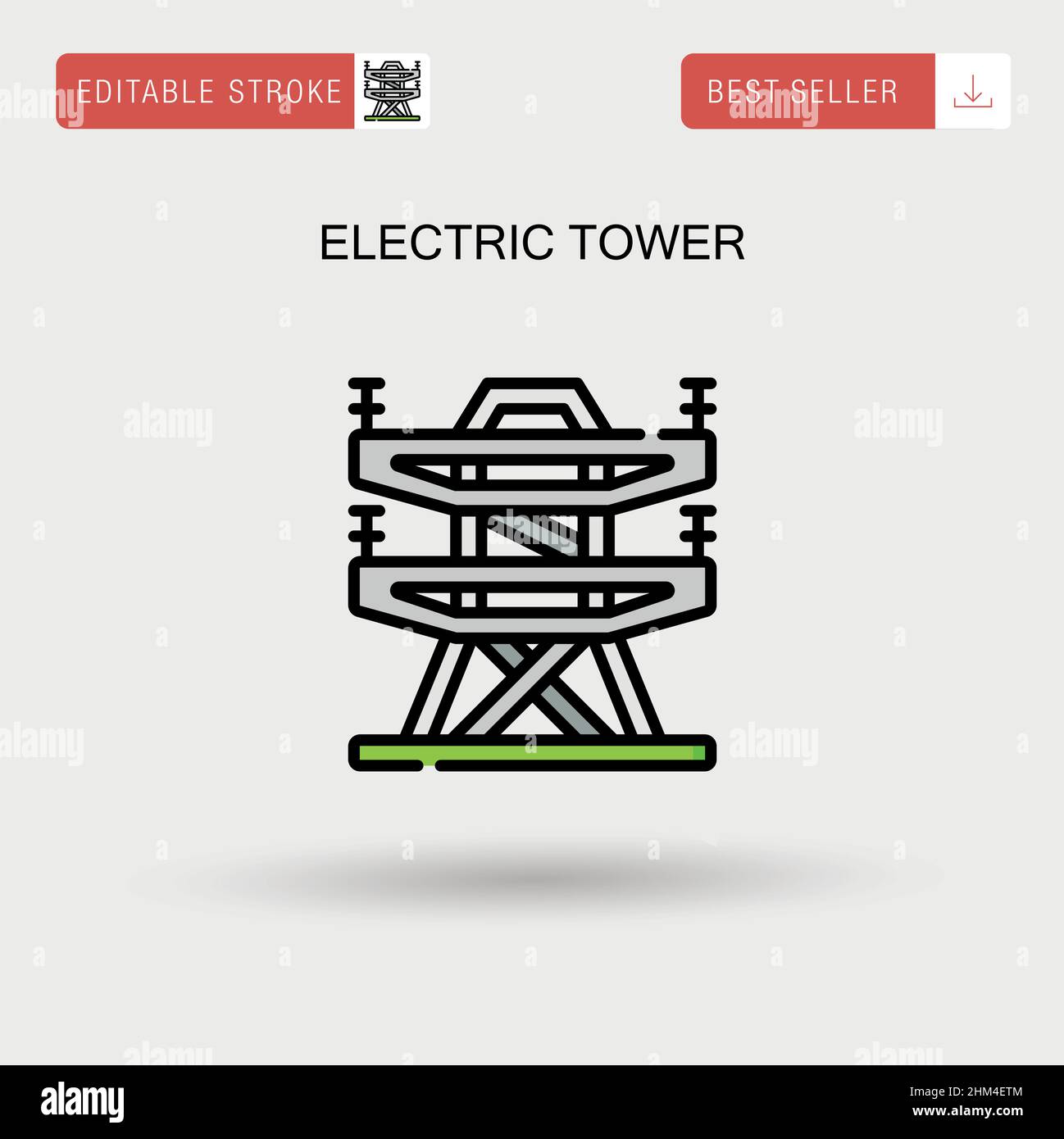 Einfaches Vektorsymbol für den elektrischen Turm. Stock Vektor