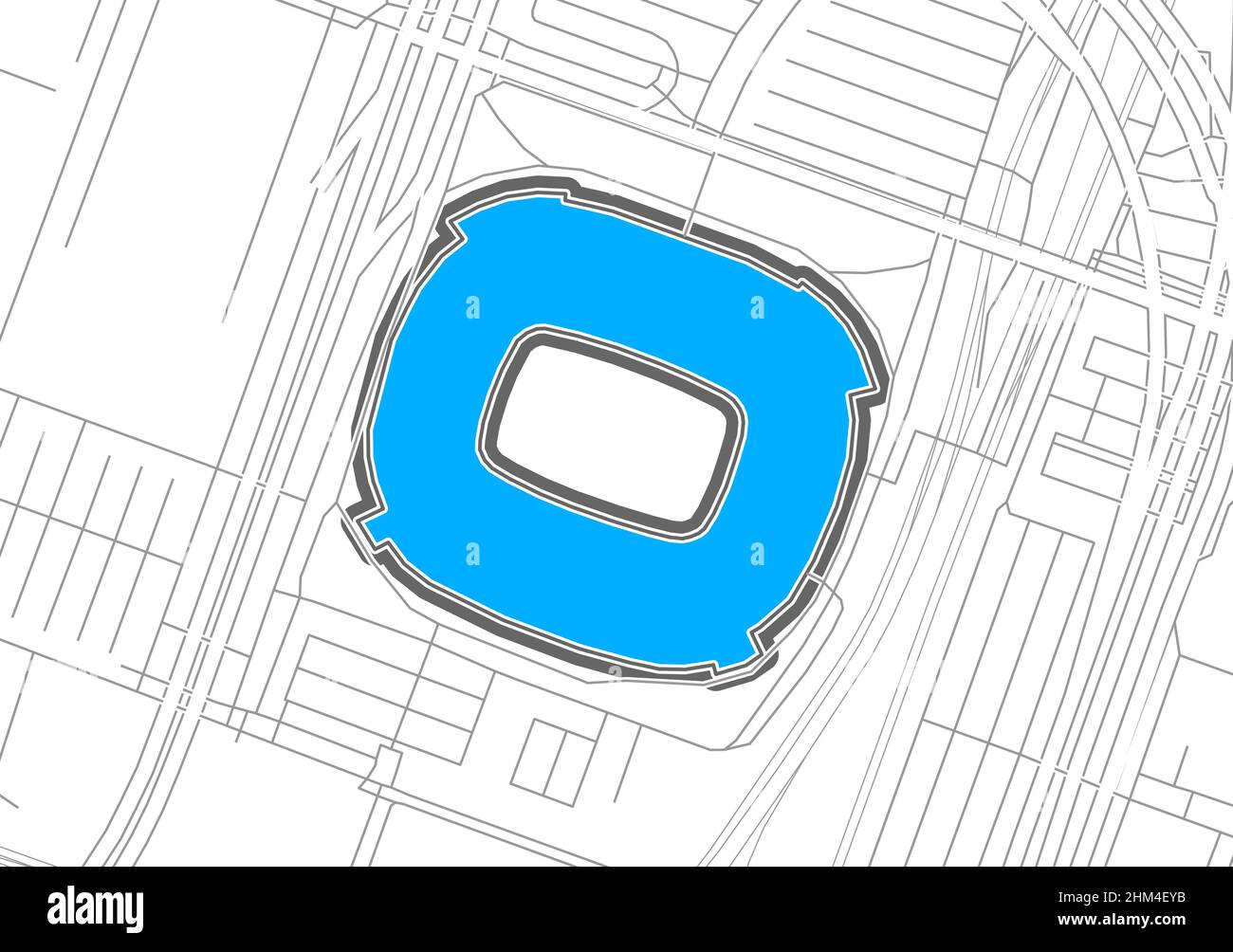 Baltimore, American Football NHL Stadium, Vektorkarte. Die Fußballstatiumkarte wurde mit weißen Flächen und Linien für Hauptstraßen, Nebenstraßen, gezeichnet Stock Vektor