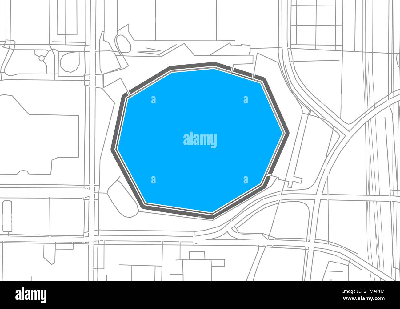 Atlanta, American Football NHL Stadium, Vektorkarte. Die Fußballstatiumkarte wurde mit weißen Flächen und Linien für Hauptstraßen, Nebenstraßen, gezeichnet. Stock Vektor