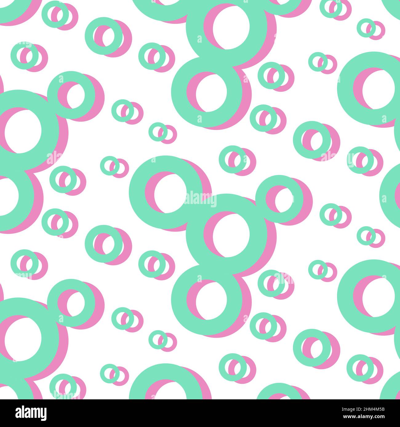 Nahtloses Muster aus einfachen geometrischen Formen in grünen und rosa Farbtönen. Abstrakte Hintergrundtextur. Design für Banner, Flyer, Booklet, Postkarte. Vektorgrafik. Stock Vektor