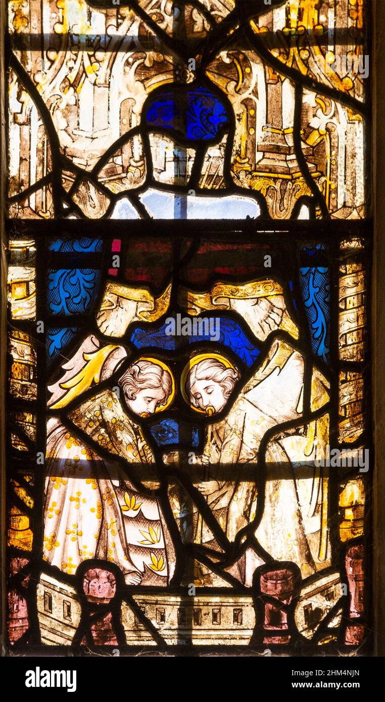 C15th Glasmalerei, Hessett Kirche, Suffolk, England, Großbritannien Stockfoto