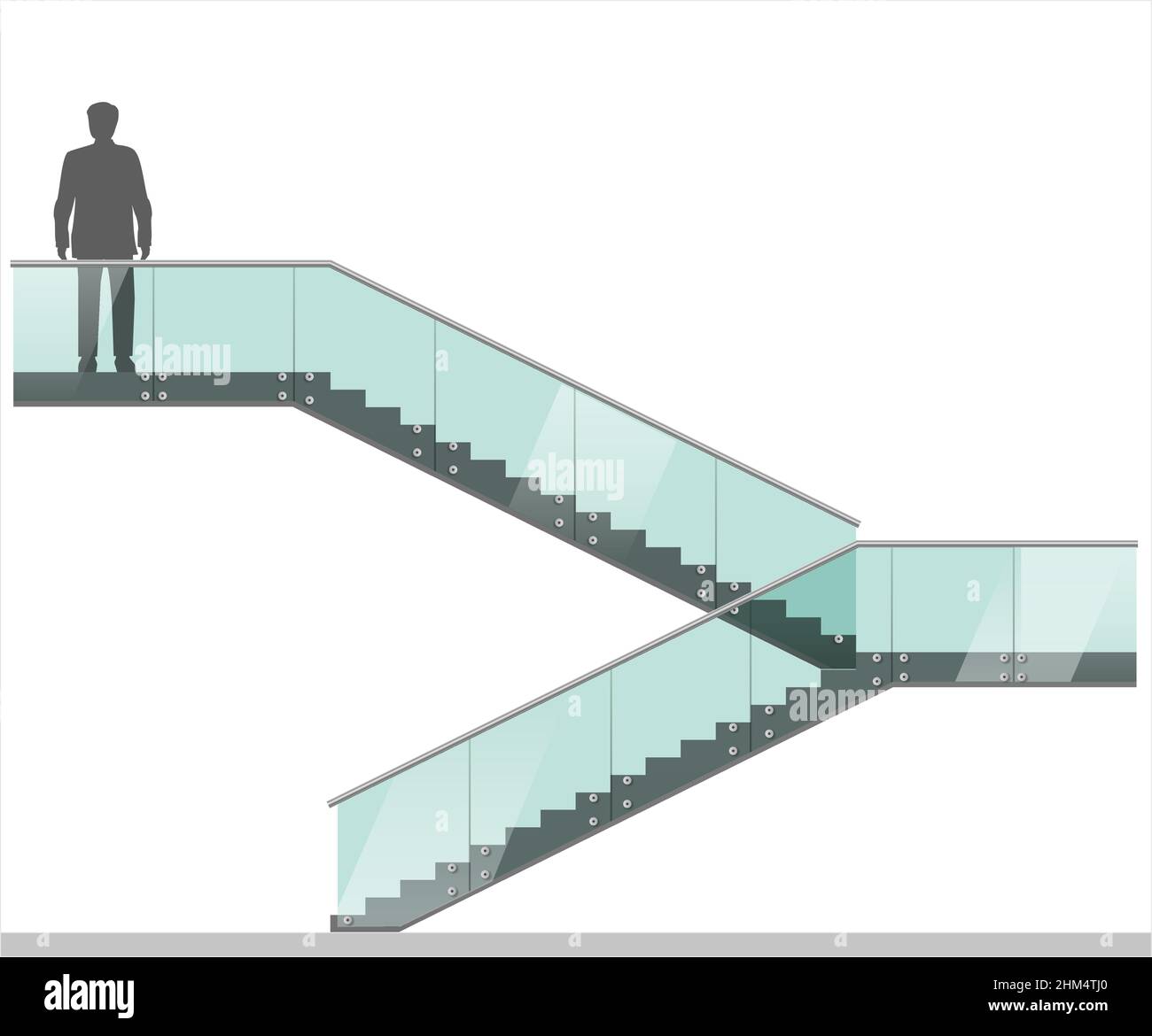Moderne Treppe mit Glasgeländer. Vektorgrafiken Stock Vektor