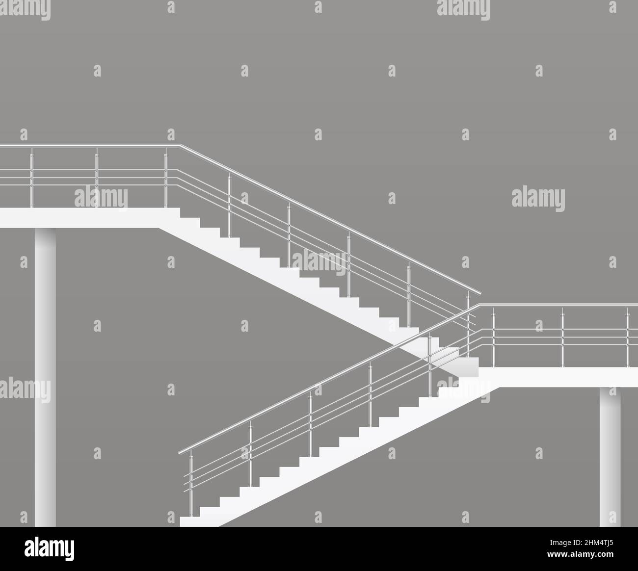 Moderne Treppe mit Metallgeländern. Vektorgrafiken Stock Vektor