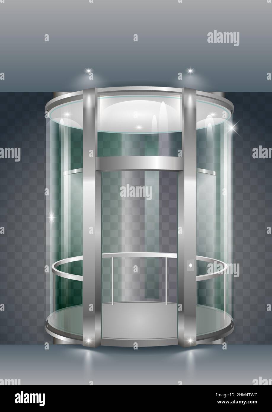 Glas Moderne Aufzug zylindrische Form mit einem transparenten Glas. Vektorgrafiken Stock Vektor