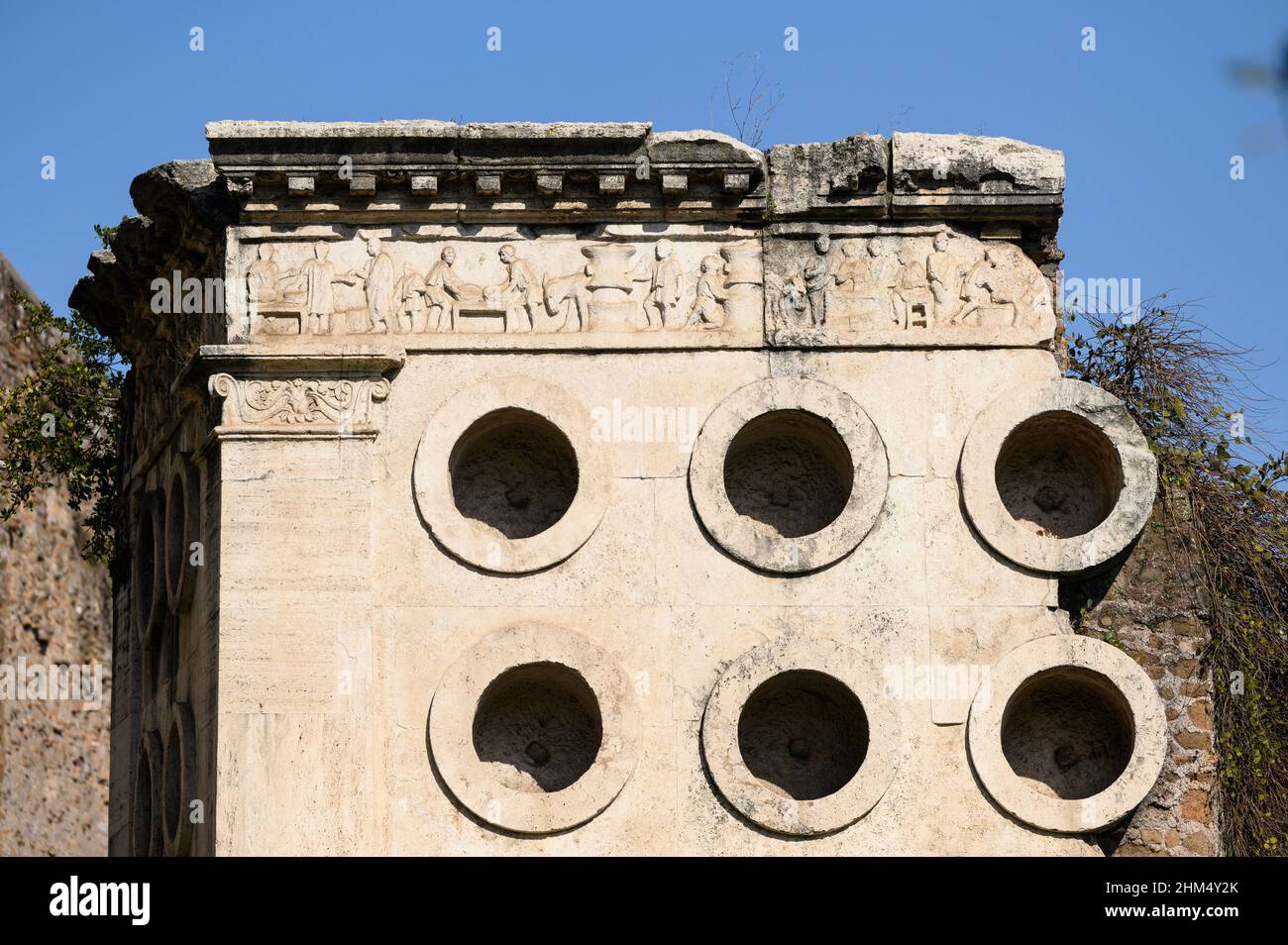Rom. Italien. Grabmal von Eurysaces dem Bäcker (sepolcro di Eurisace), ca. 50–20 v. Chr., etwas außerhalb der Porta Maggiore gelegen. Stockfoto