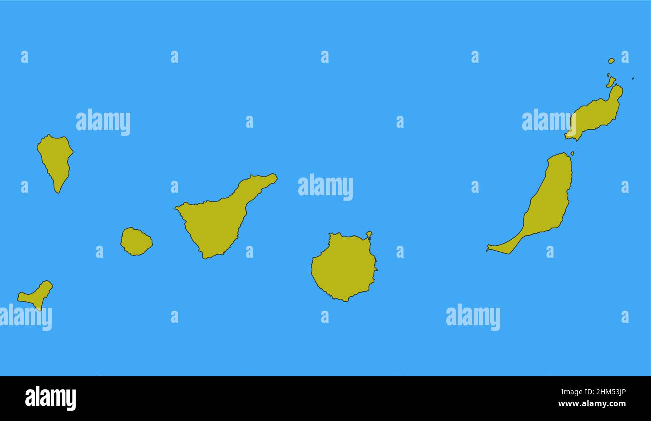 Abstrakt Kanarische Inseln skizzieren Formen isoliert auf blauem Hintergrund, Vektorgrafik Stock Vektor