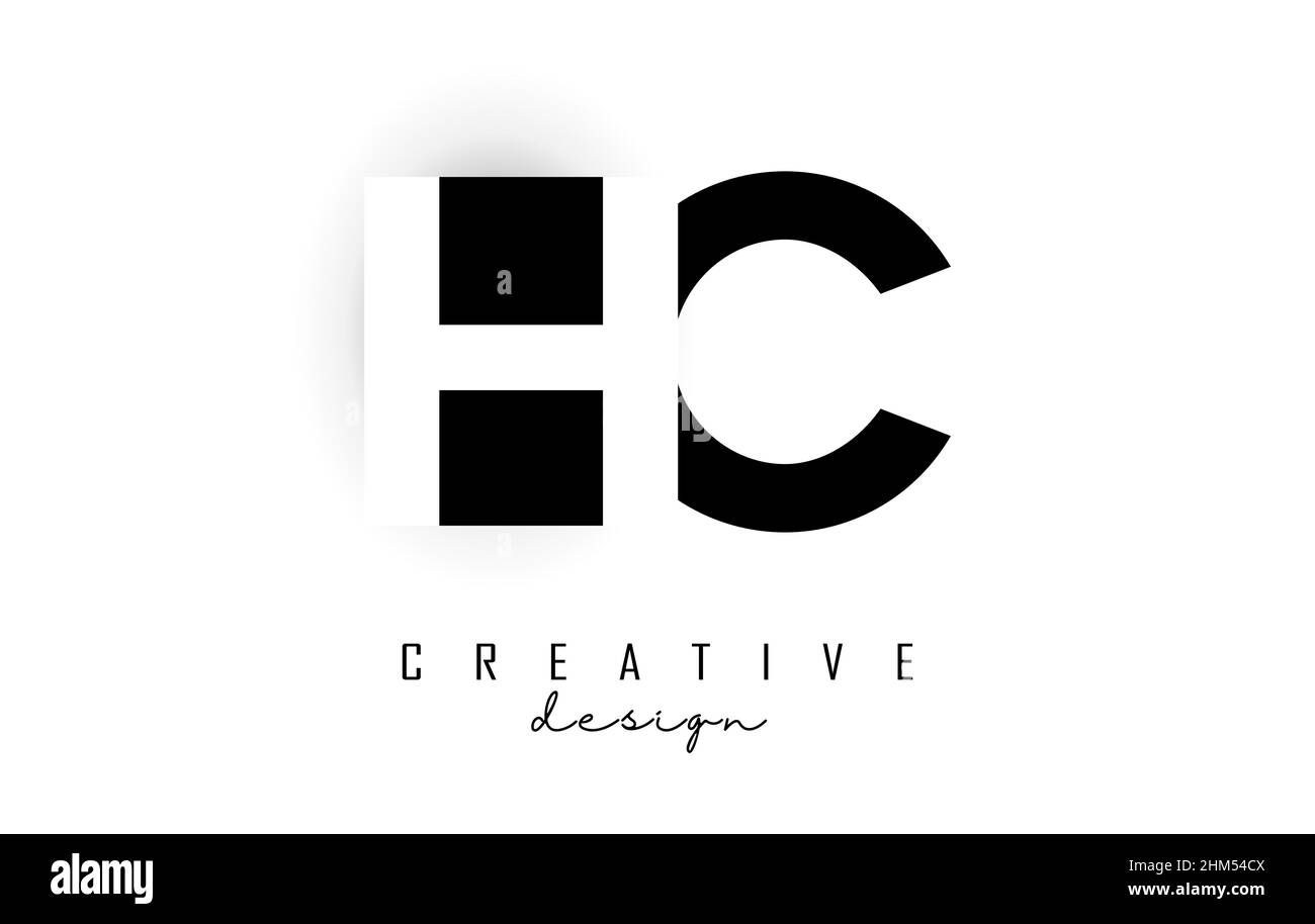 HC-Buchstaben Logo mit negativem Raumanzeichen. Vektorgrafik mit geometrischer Typografie. Kreative Ikone mit Buchstaben. Stock Vektor