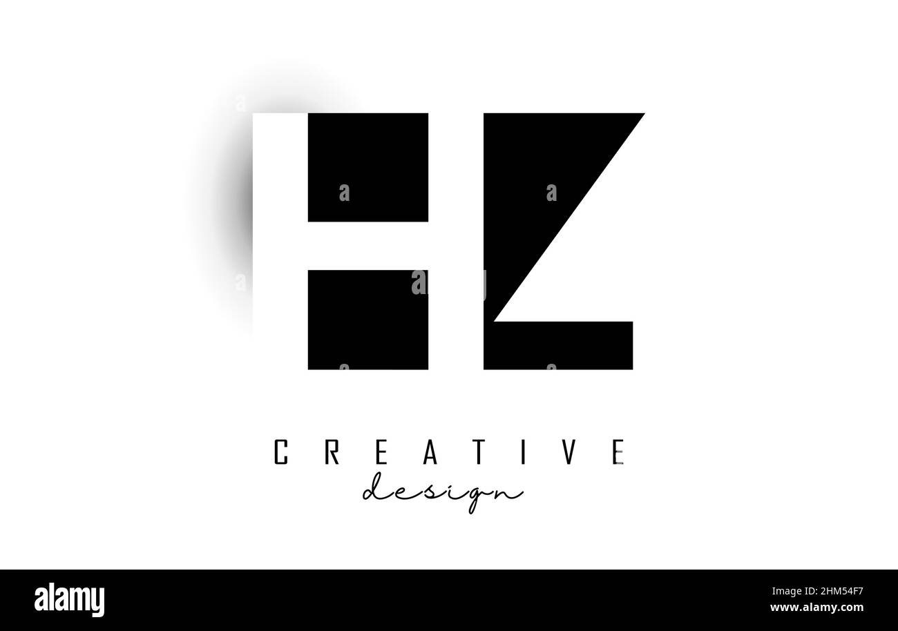 HZ Letters Logo mit negativem Leerzeichen. Vektorgrafik mit geometrischer Typografie. Kreative Ikone mit Buchstaben. Stock Vektor