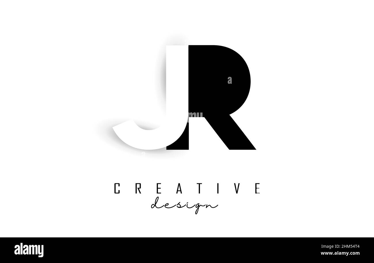 JR-Buchstaben Logo mit negativem Leerzeichen. Vektorgrafik mit geometrischer Typografie. Kreative Ikone mit Buchstaben. Stock Vektor