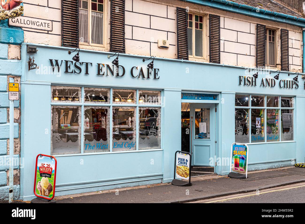 Chip shop cafe fenster windows uk Fotos und Bildmaterial in hoher