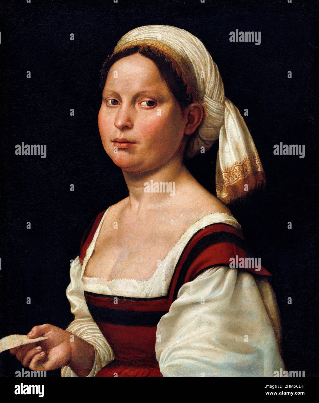 Porträt einer jungen Frau des italienischen Renaissance-Künstlers Giuliano Bugiardini (1475-1555), Öl auf Leinwand, c.. 1525 Stockfoto