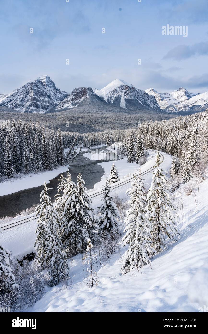 Morant's Curve im Banff National Park, Alberta, Kanada Stockfoto