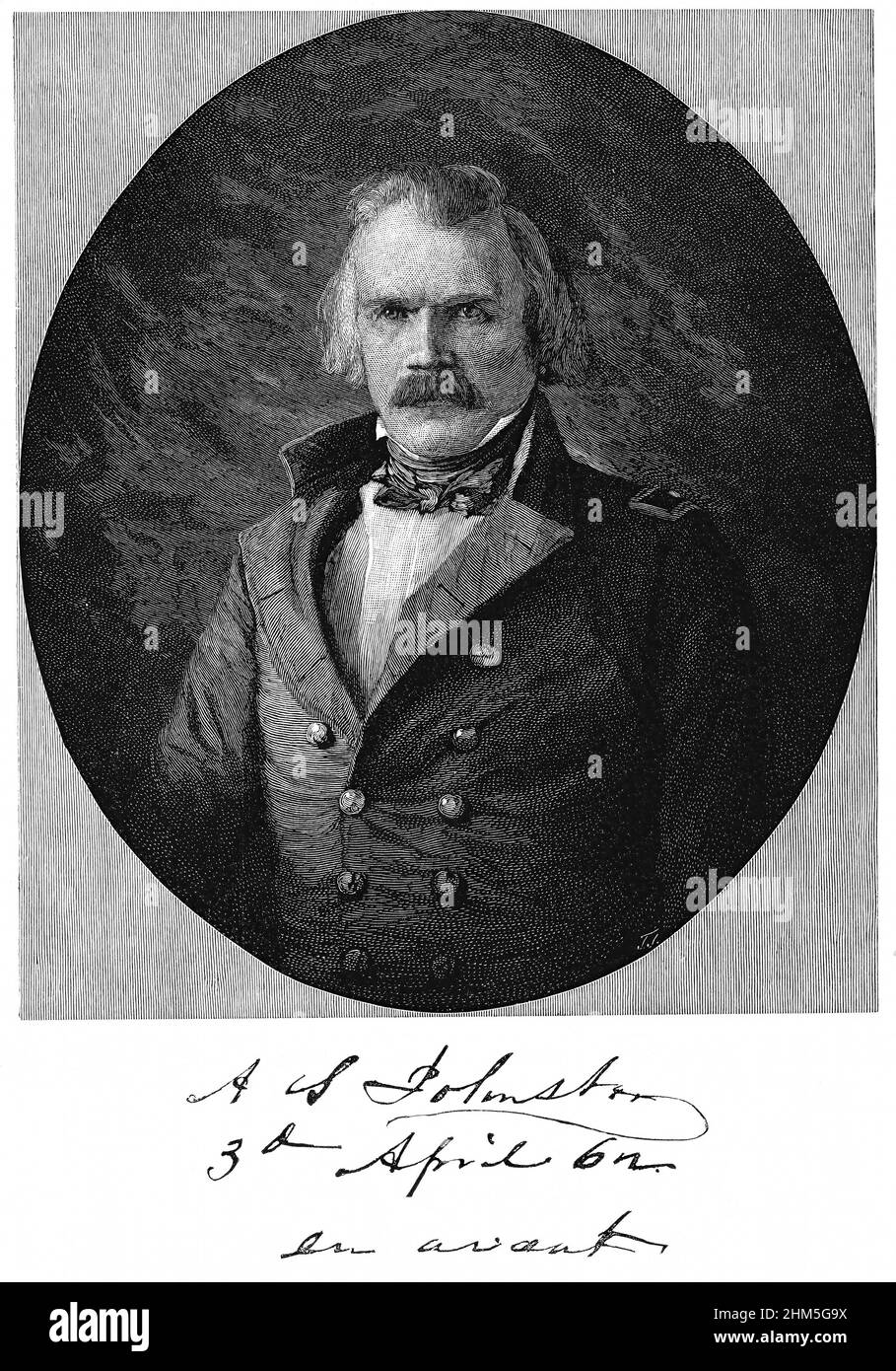 Albert Sidney Johnston (1803-1862) General der amerikanischen Konföderation (Süd) im amerikanischen Bürgerkrieg 1861-1865 Stockfoto