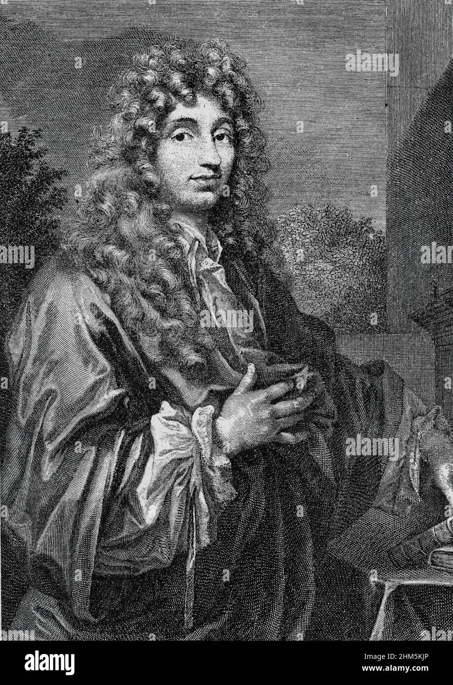 Porträt von Christiaan Huyghens (1629-1695) - Historischer Stich Stockfoto