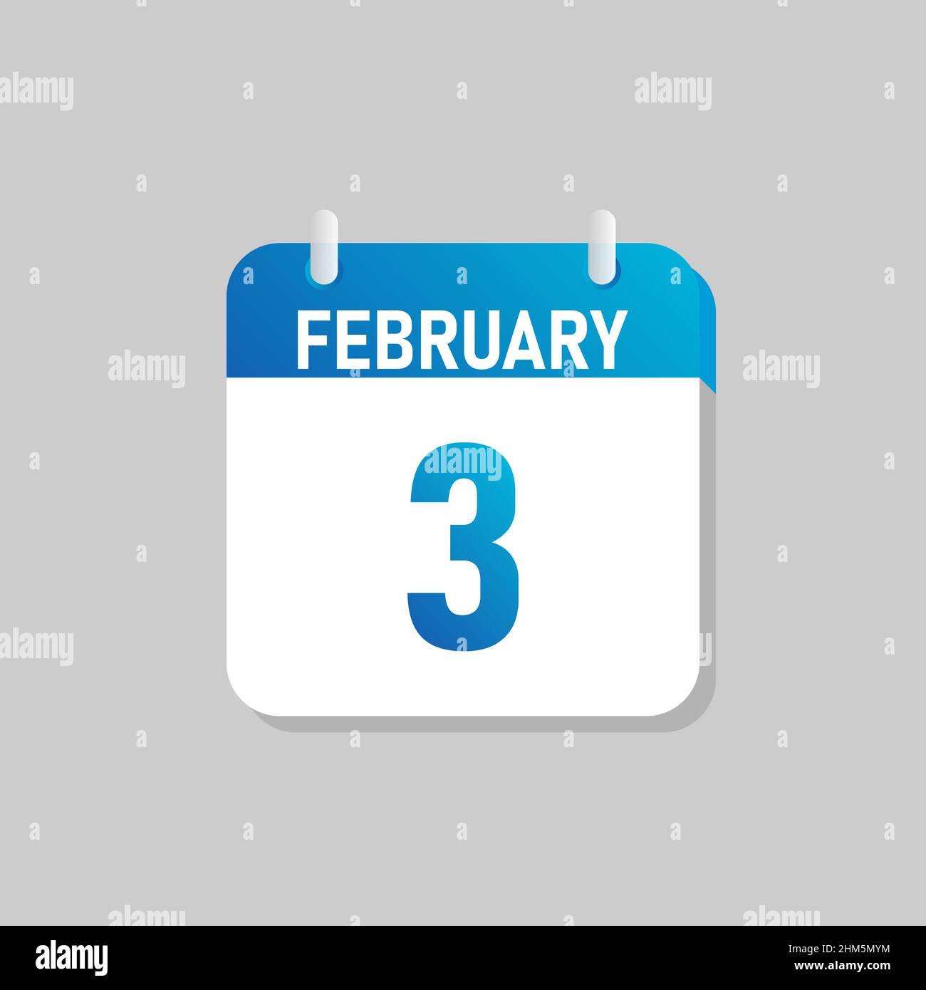 Weißes Tageskalender-Symbol Februar im Flat Design-Stil. Stock Vektor
