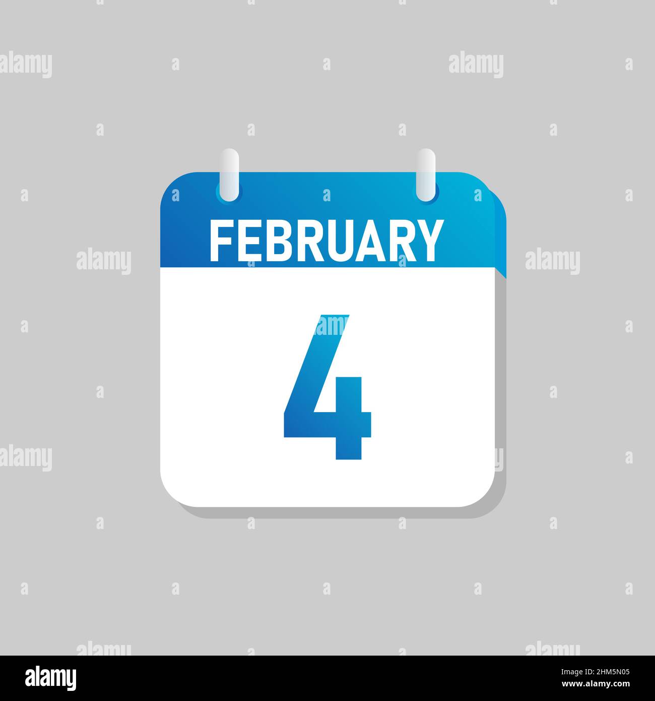 Weißes Tageskalender-Symbol Februar im Flat Design-Stil. Stock Vektor
