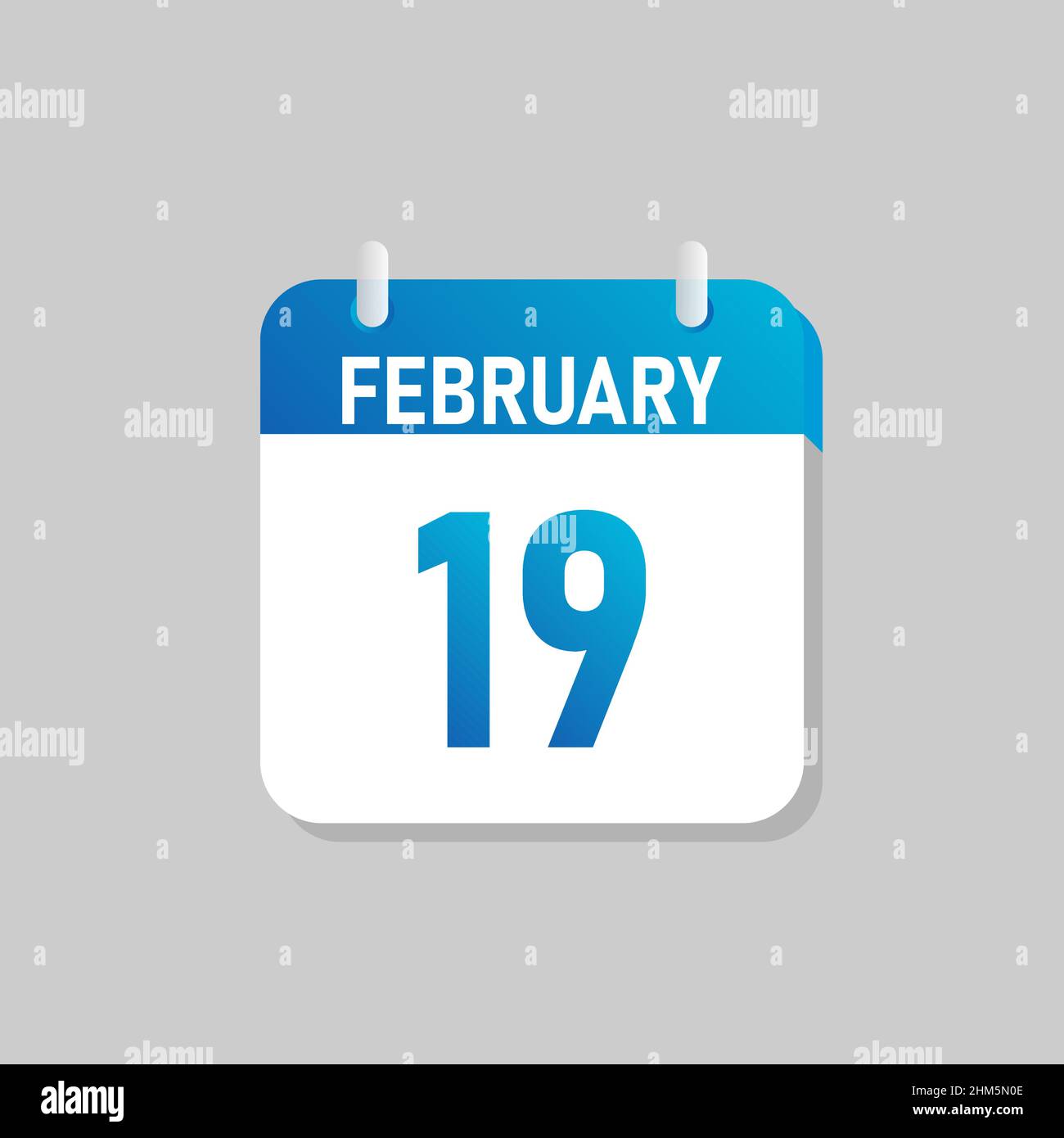 Weißes Tageskalender-Symbol Februar im Flat Design-Stil. Stock Vektor
