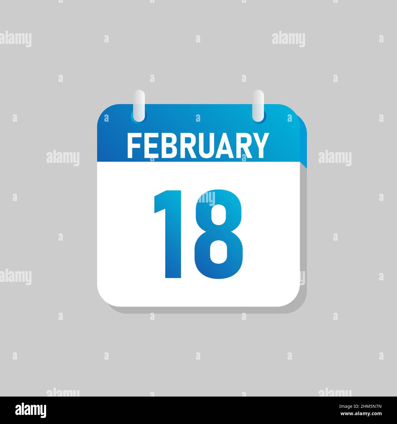 Weißes Tageskalender-Symbol Februar im Flat Design-Stil. Stock Vektor