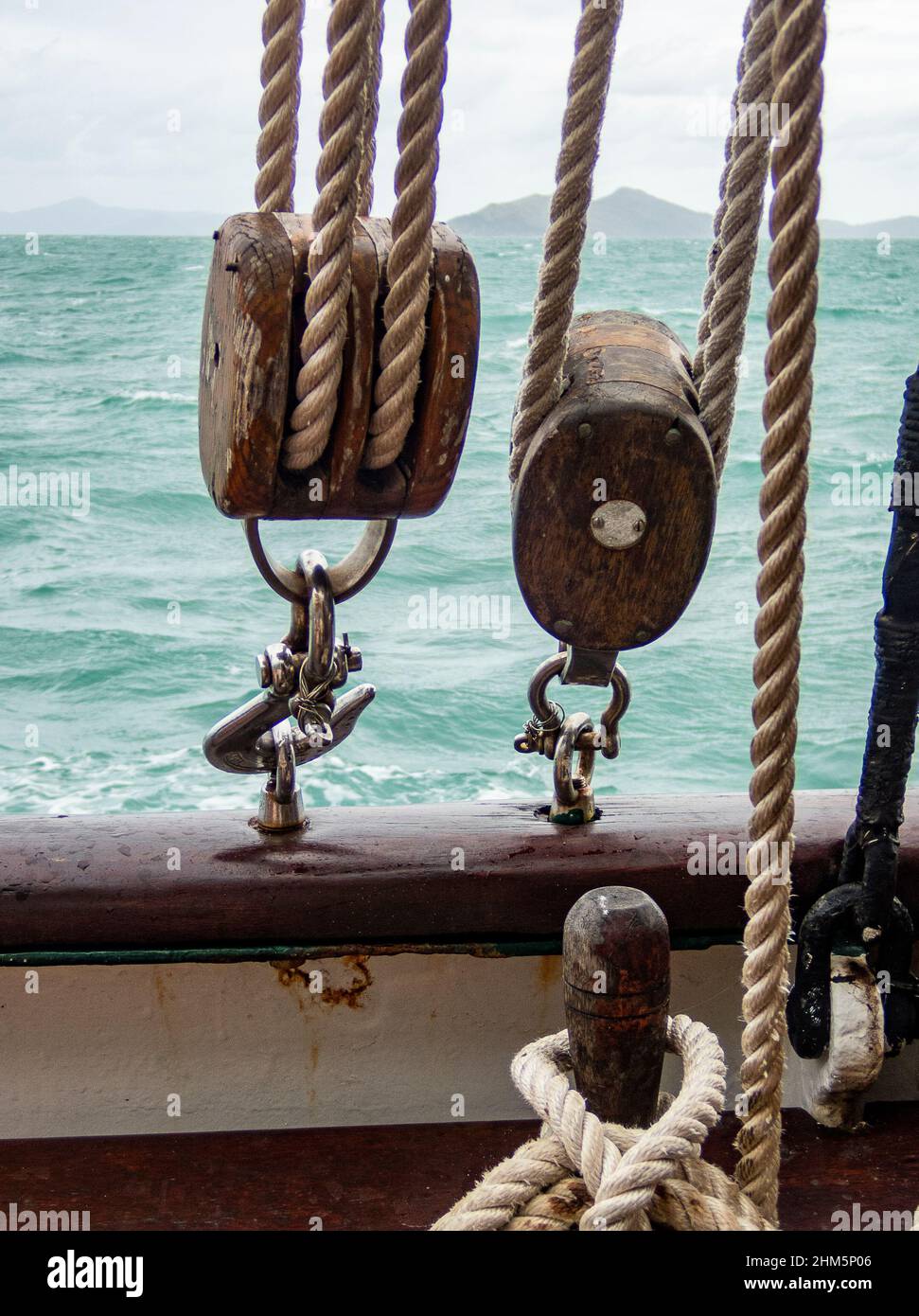 Detail der Takelage von Großschiffen, Queensland, Australien Stockfoto