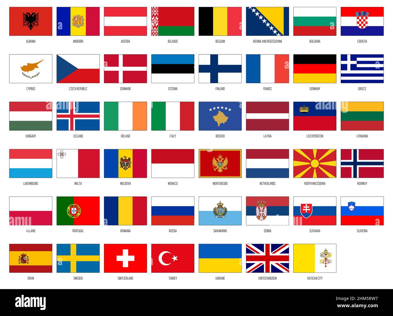 nationale Flaggen der Welt isoliert bewegen-set 4, Stock-Vektor