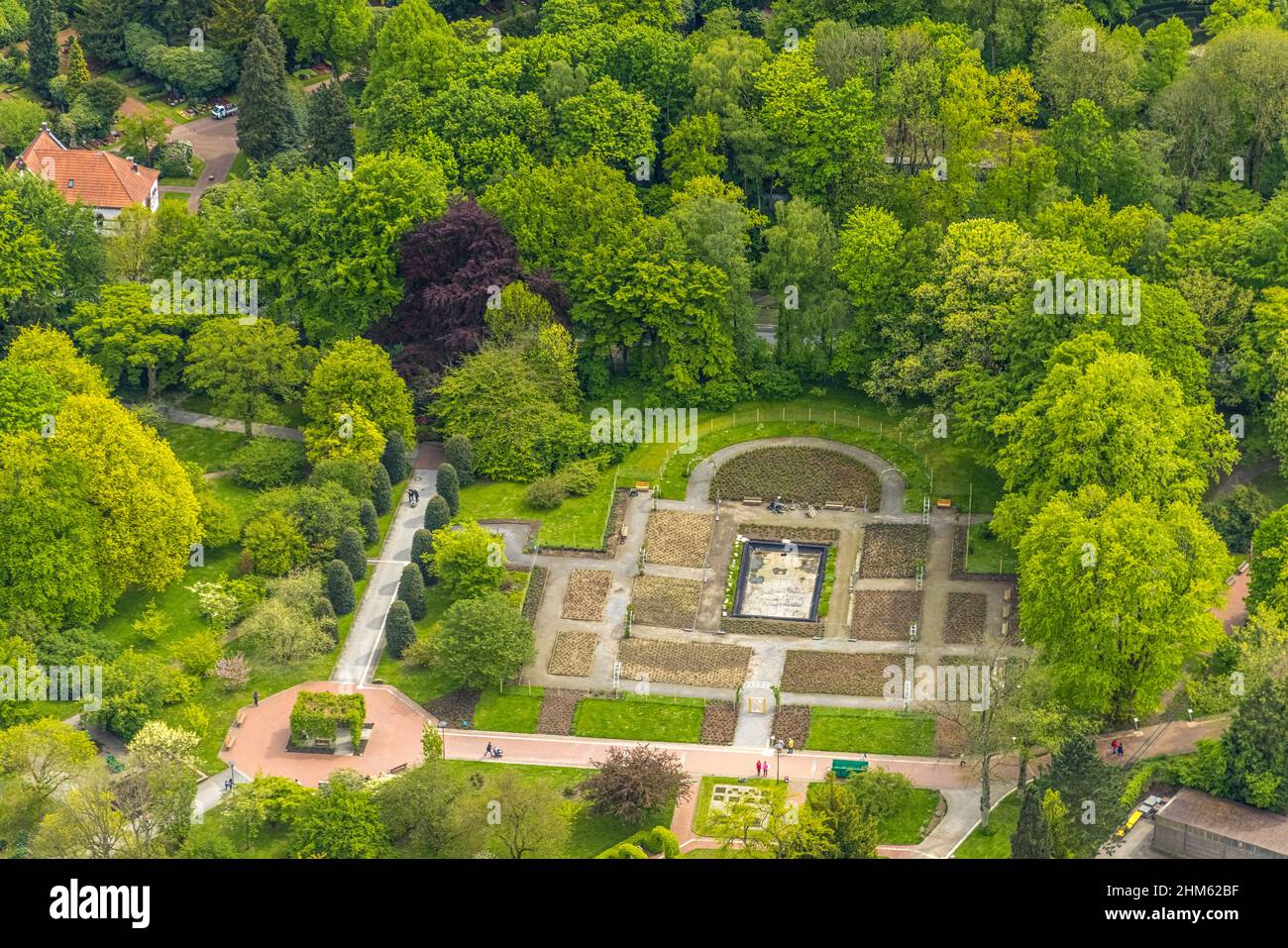 Luftaufnahme, Grugapark, Botanischer Garten der Universität Duisburg