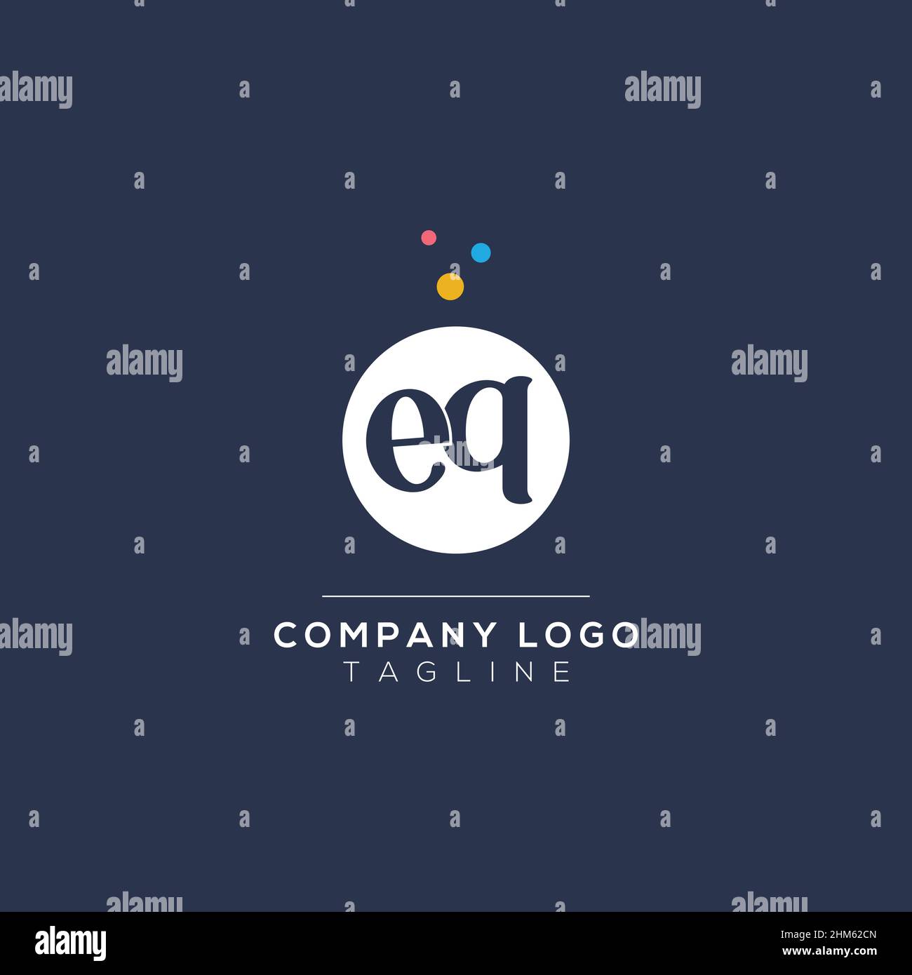 EQ Initial Letter Design Vektor mit Bubble Dots. Vektor-Schriftzug Illustration eines bunten Alphabets mit Blasen. Stock Vektor