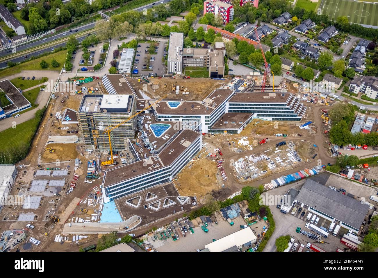Luftaufnahme, Neubau und Baustelle ALDINord Campus, Eckenbergstraße