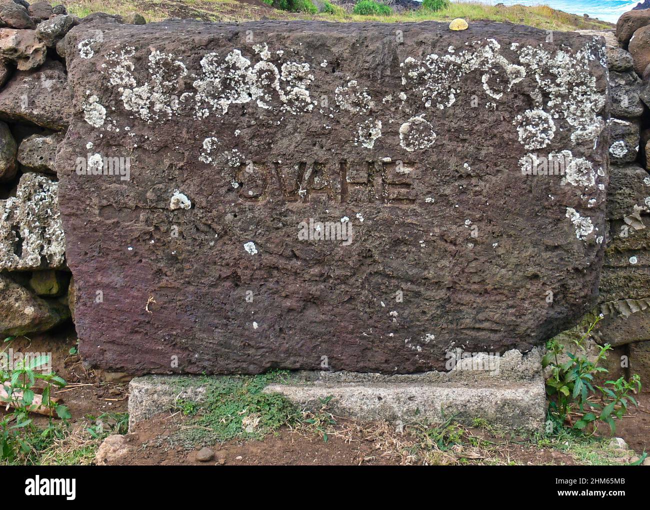 Osterinsel (Rapa Nui) eine der faszinierendsten Inseln der Welt, die sich in einer abgelegenen Inselgruppe Chiles befindet, zeichnet sich durch ihre Statuen aus. Stockfoto