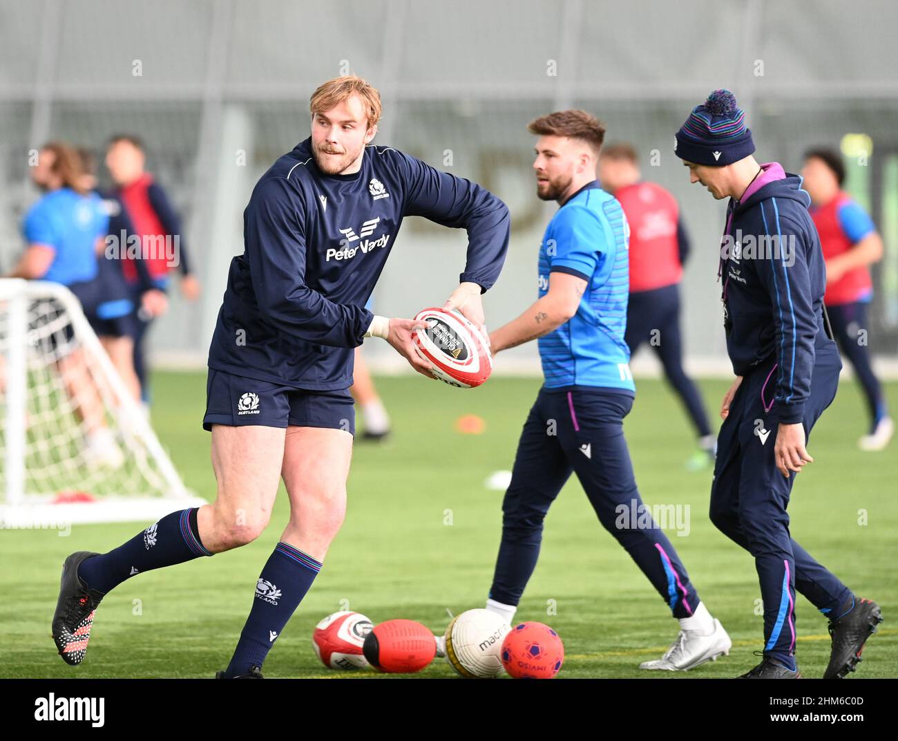 Oriam Sports Centre Edinburgh.Scotland.UK.7th Feb 22 Guinness Six Nations Scotland's Jonny Grey Training Session for Wales match. Stockfoto