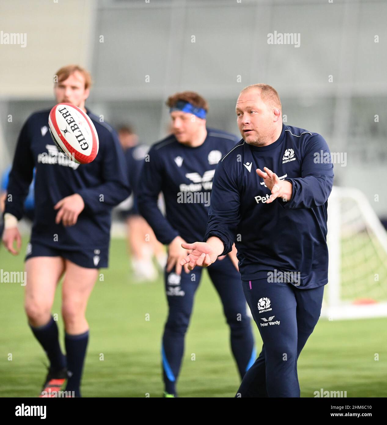 Oriam Sports Centre Edinburgh.Scotland.UK.7th Feb 22 Guinness Six Nations Schottlands WP Nel Training Session für Wales-Spiel. Stockfoto
