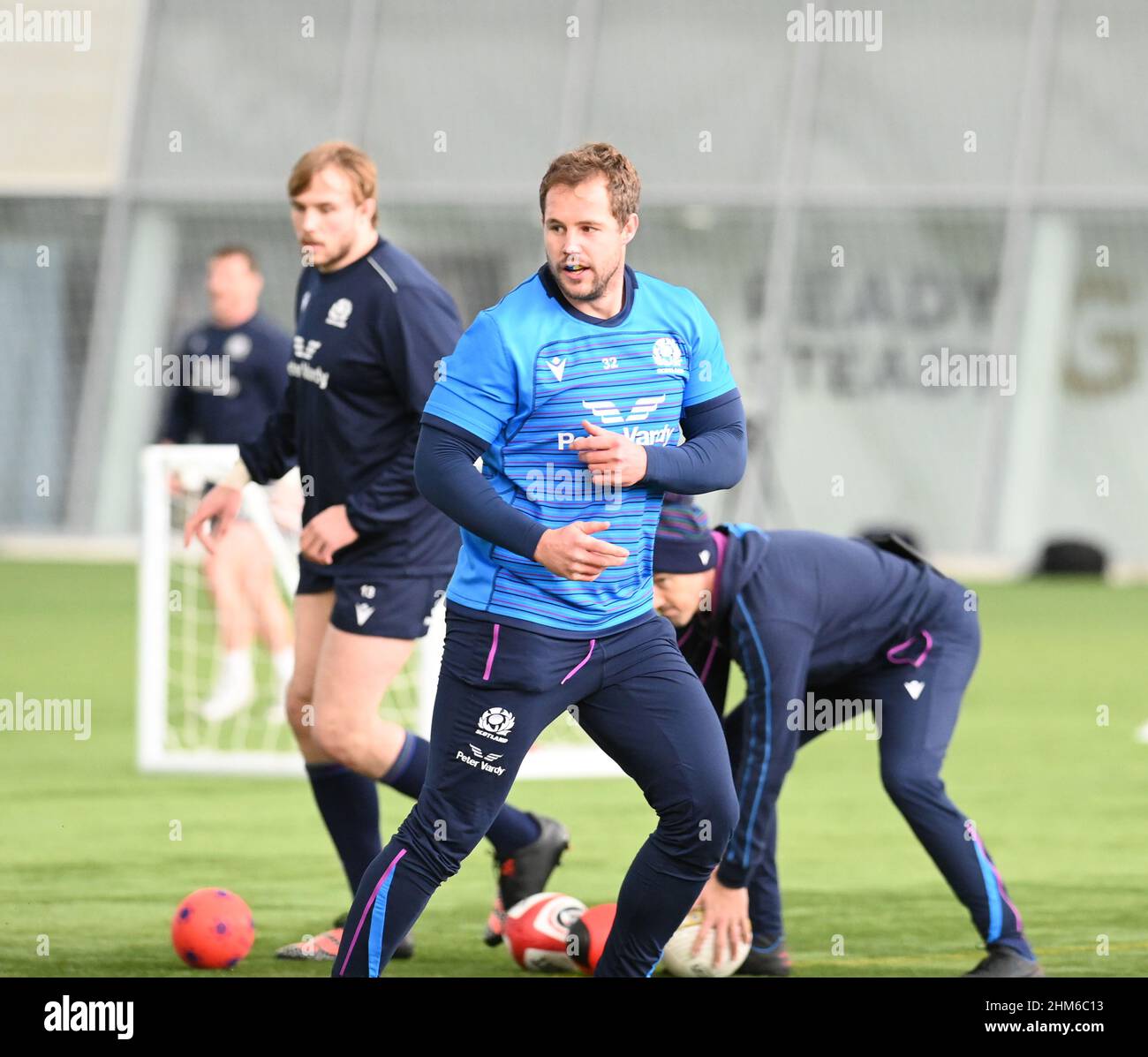 Oriam Sports Centre Edinburgh.Scotland.UK.7th Feb 22 Guinness Six Nations Scotland Allan Dell Trainingssitzung für Wales-Spiel. Stockfoto