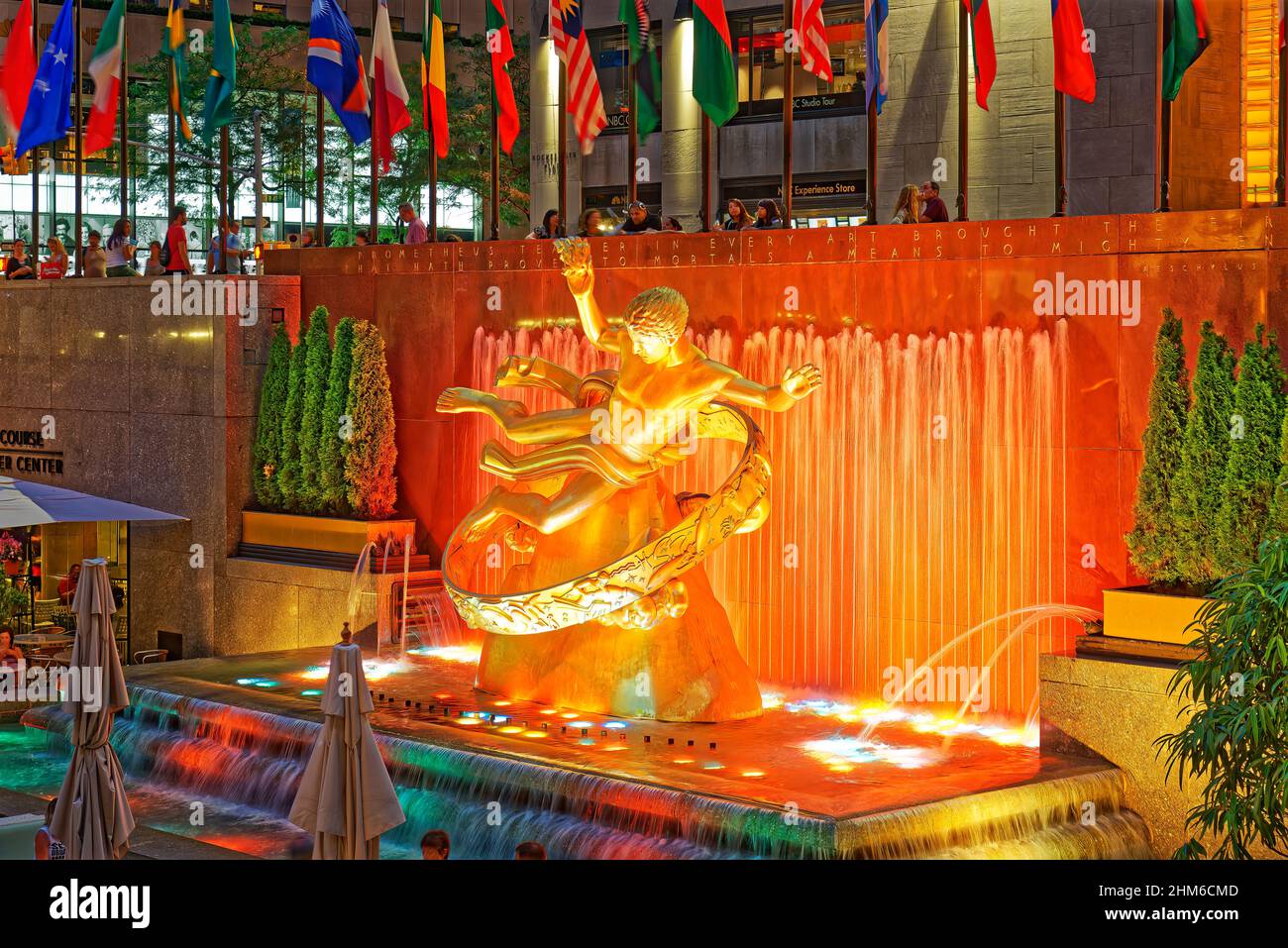 Statue des Prometheus Prometheus Skulptur, Rockefeller Center, New York Stockfoto