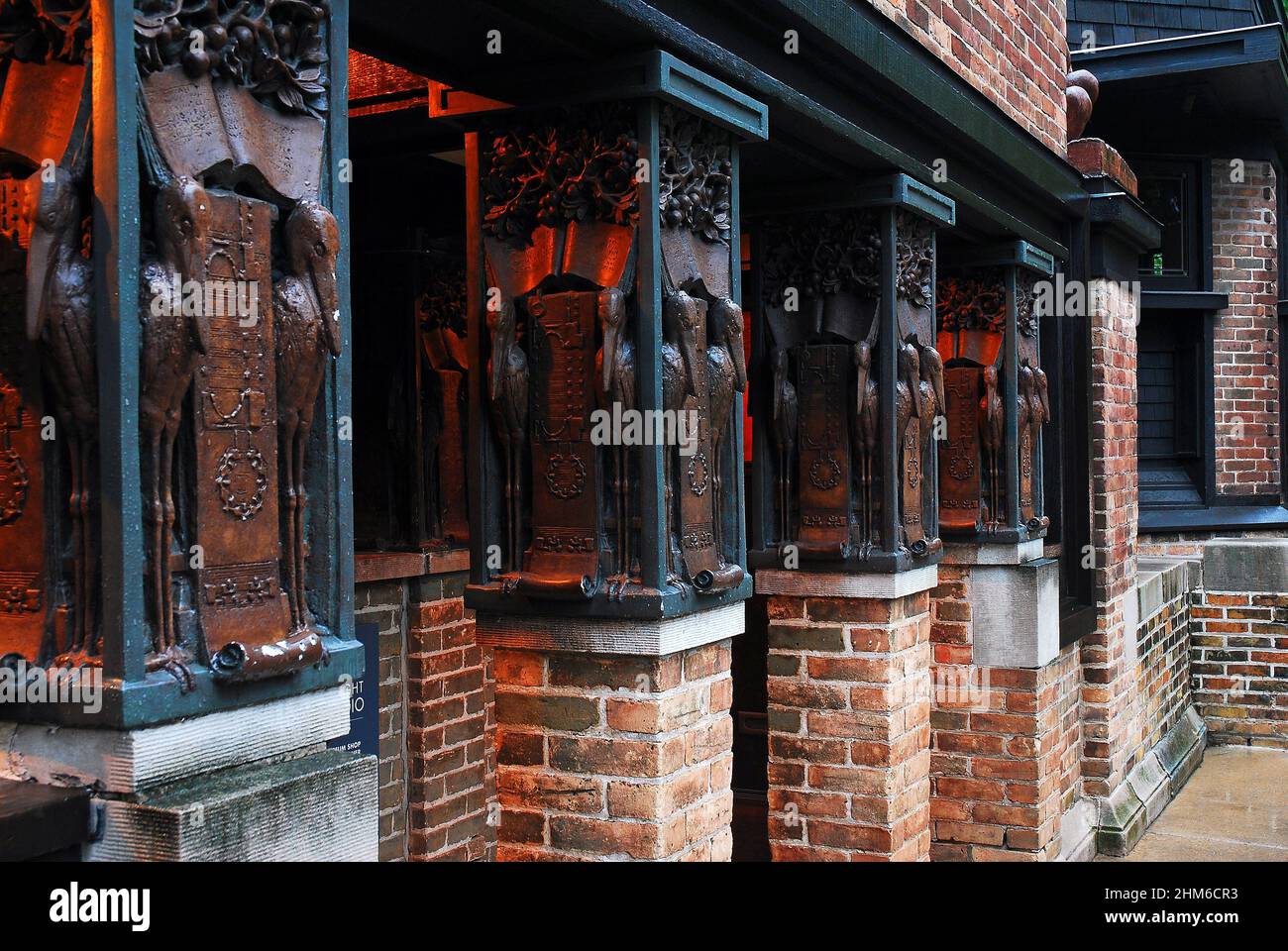 Details von Frank Lloyd Wright's Studio, Oak Park, Illinois Stockfoto