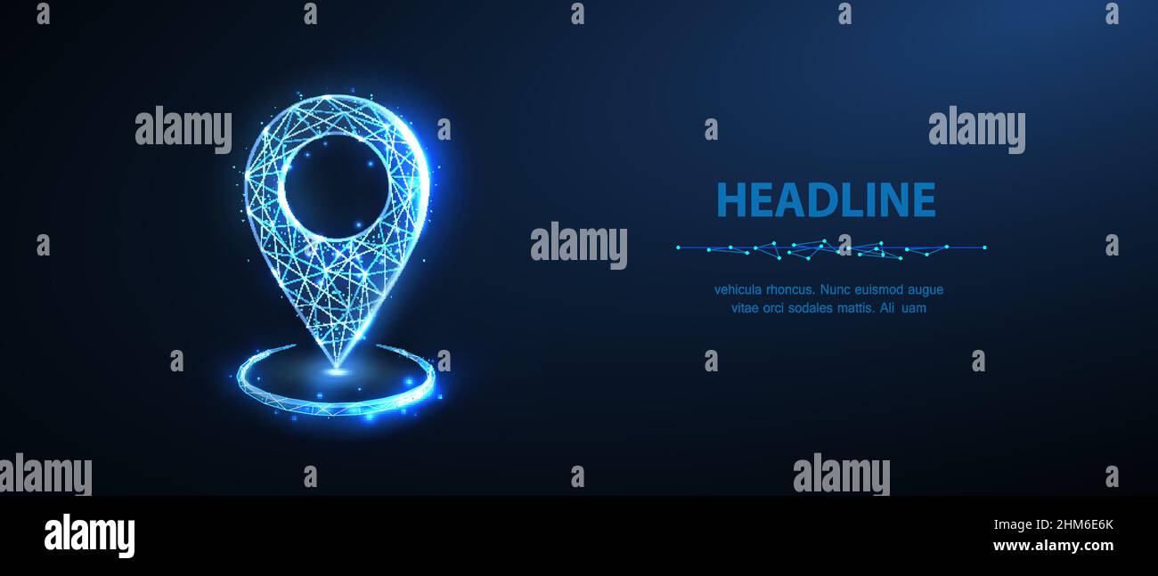 PIN auf Kreis. Abstrahieren Sie ein Pin-Symbol mit isoliert auf blau. Stock Vektor