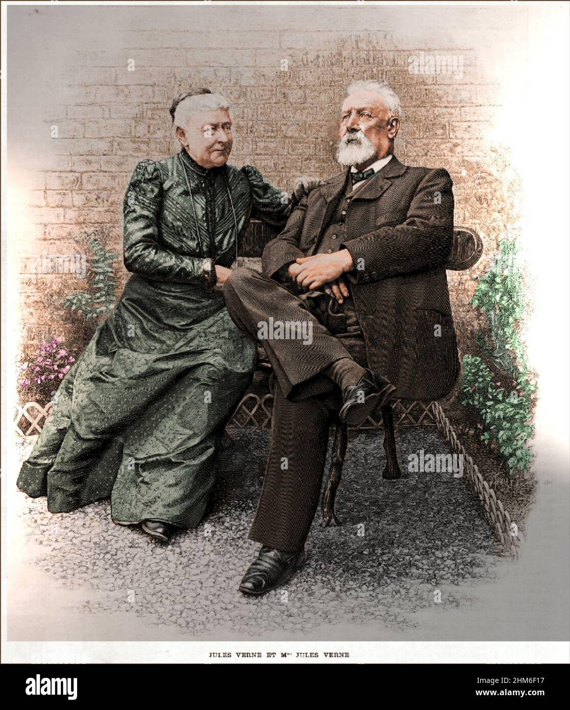 Ein Porträt des französischen Schriftstellers Jules Verne mit seiner Frau Honorine Anne Hébée Stockfoto