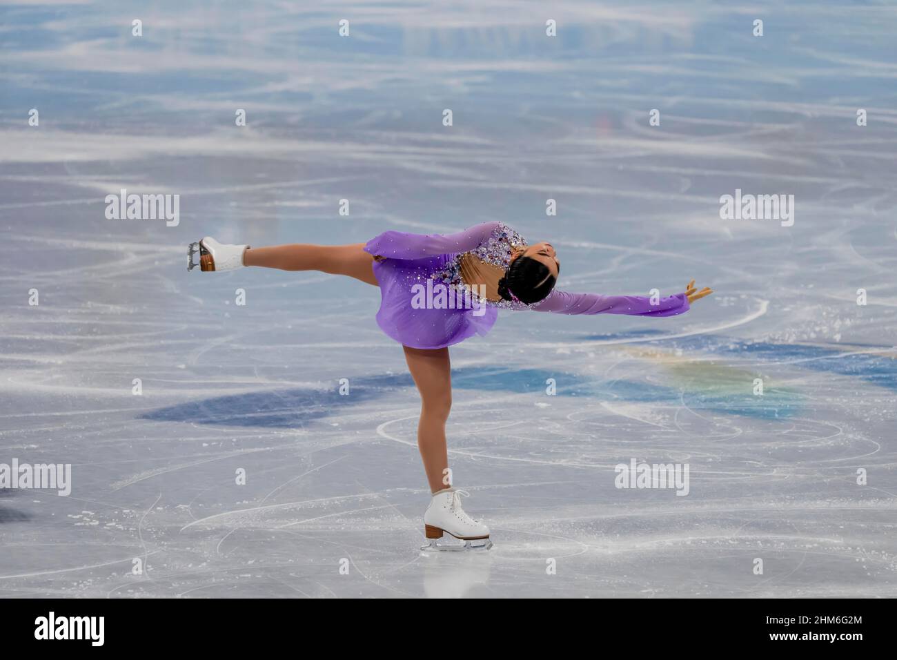 Peking, Hebei, China. 7th. Februar 2022. Karen CHEN (USA) tritt im Capital Indoor Stadium während der Olympischen Winterspiele 2022 in Peking, Hebei, China, an (Bildquelle: © Walter G. Arce Sr./ZUMA Press Wire) Bildquelle: ZUMA Press, Inc./Alamy Live News Stockfoto